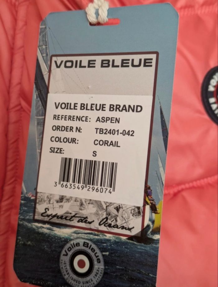 Doudoune Sans Manches corail Neuve Voile bleu Taille S - photo numéro 5