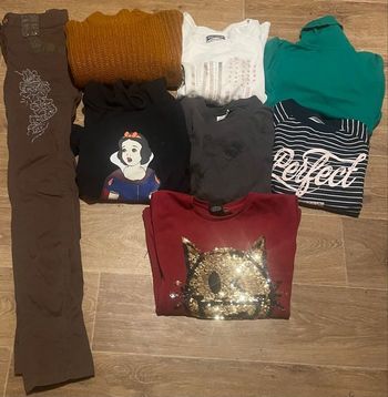 Lot de 7 pull hiver fille et 1 pantalon taille 14 ans