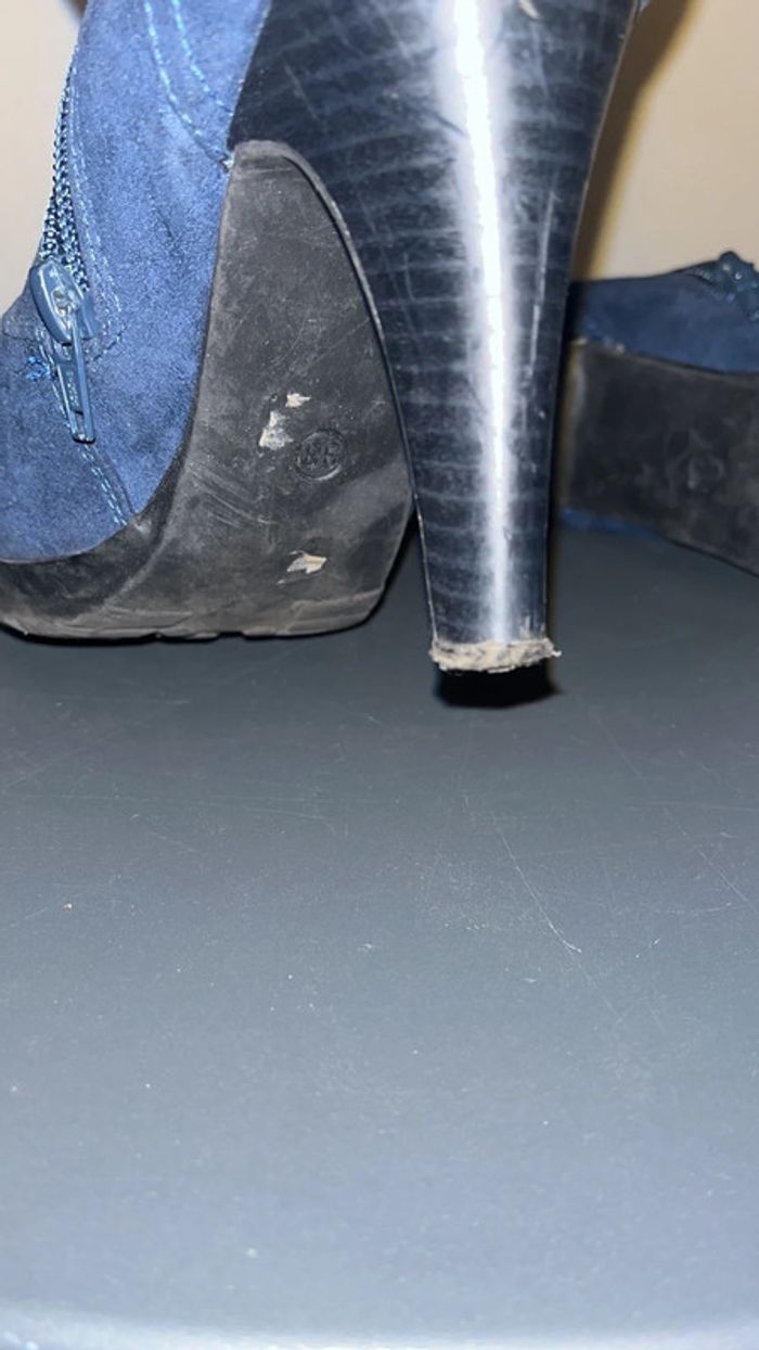 Élégantes bottines bleue marine façon daim 38 - photo numéro 6
