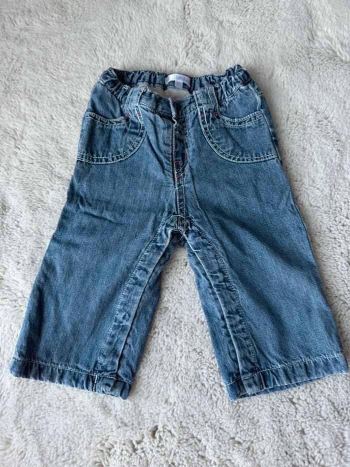 👖 lot jeans pantalons - bébé fille- baby girl - 9 mois- kitchoun très bon état - photo numéro 2