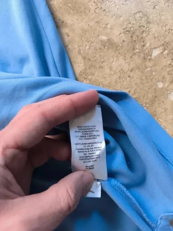 Polo Ralph Lauren homme pima coton 3XB bleu clair logo marine excellent état - photo numéro 14