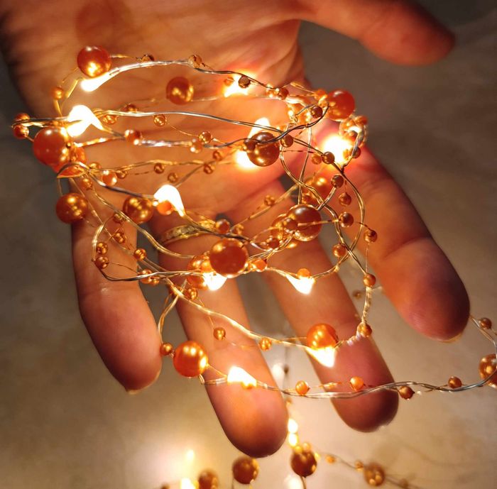 Lot 2 guirlandes 20 led marron a perles 200cm neuve - photo numéro 3