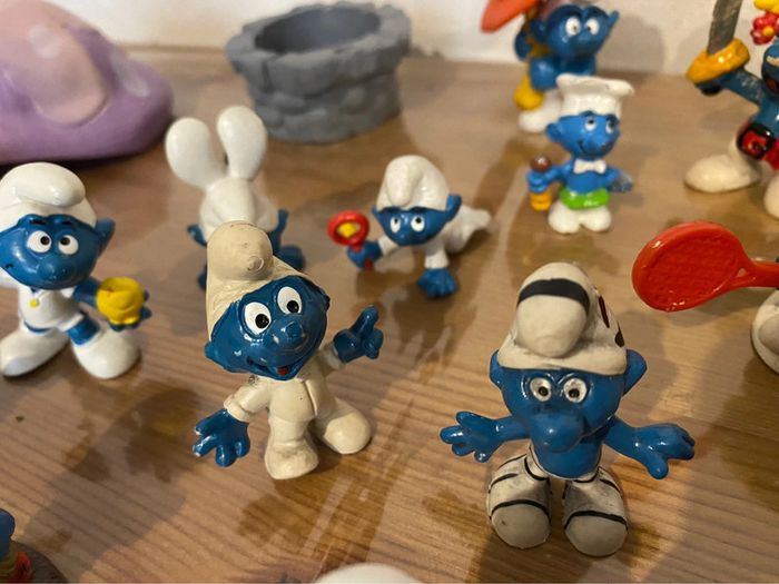 Lot de 23 schtroumpfs + escagot +accessoires toit maison et bas de puit peyo vintage 1971.. - photo numéro 14