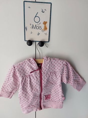 Gilet zippé à capuche Motif  pois 6 mois