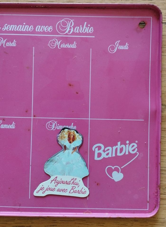 Lot planning et magnets hebdomadaire Barbie Mattel rétro année 80 vintage - photo numéro 5