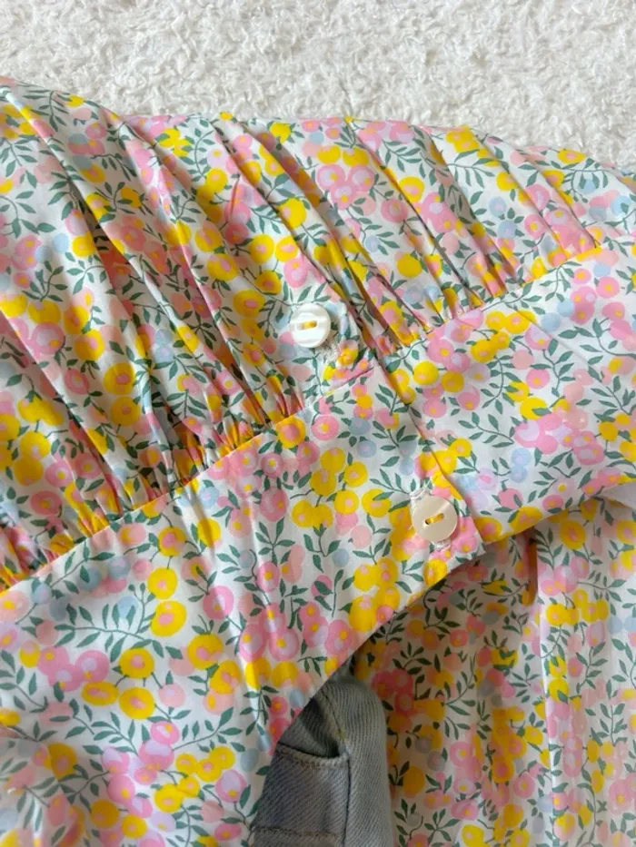 Blouse créatrice smockée et noeud liberty US 8 ans - photo numéro 8