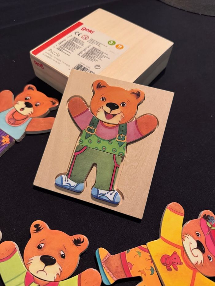 Puzzle bois 3 pièces Ourson à habiller - photo numéro 2