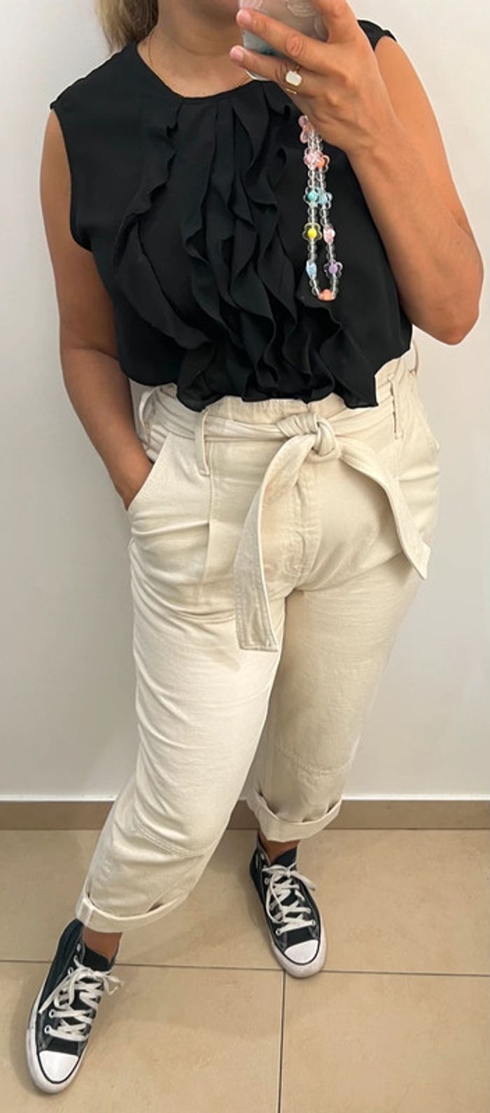 Blouse Noire Sans Manches Taille L - photo numéro 3