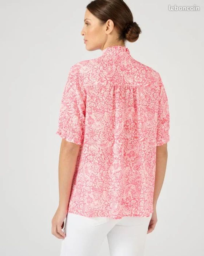 Chemisier fantaisie volantée - rose indien - taille 46 - DAMART - photo numéro 3