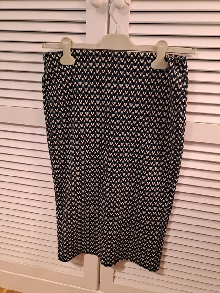 Jupe motif noir blanc bleu canard taille M