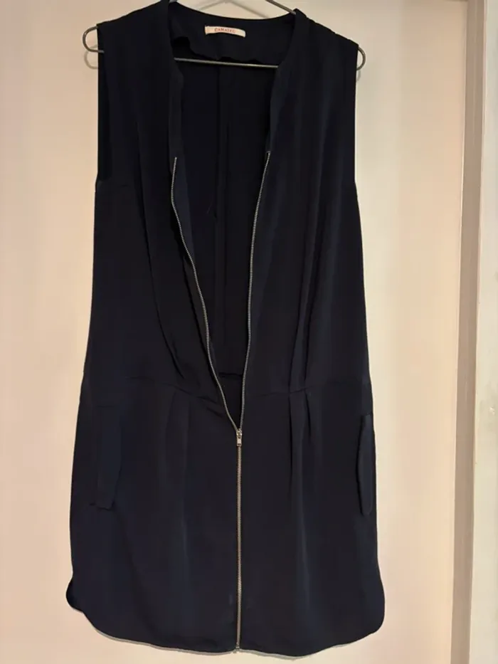 Robe sans manches bleu marine Camaïeu zippée taille 36 - photo numéro 4