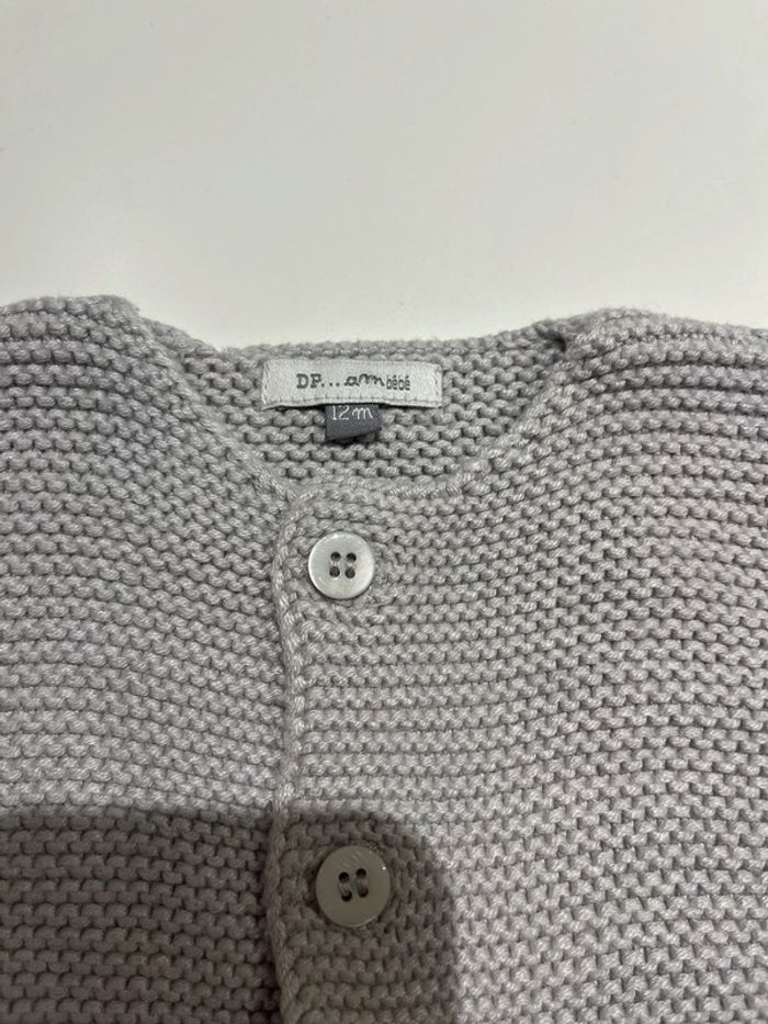 Gilet à maille gris DPAM taille 12 mois - photo numéro 3
