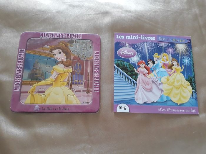 Mini Livre puzzle + mini livre à lire et colorier Princesses Disney