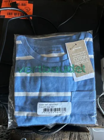 TEE shirt rayé bleu blanc poche Vertbaudet