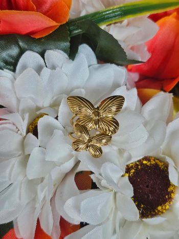 Bague ajustable avec ses 2 papillons