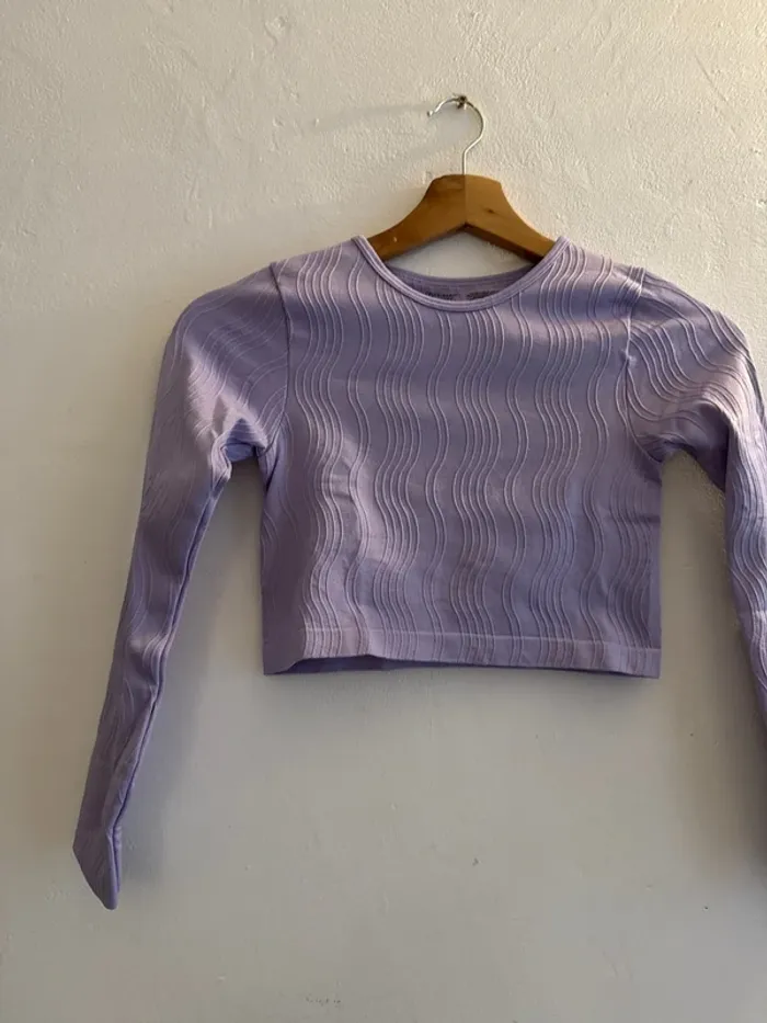 Bonjour haut sport crop top violet taille 10 ans - photo numéro 4