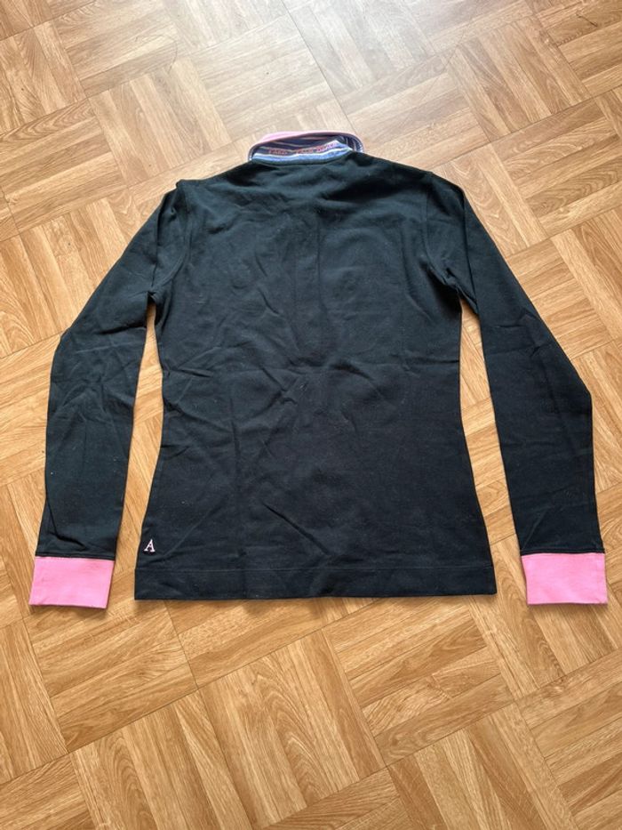 Polo à manches longues noir et rose Vicomte Arthur (NEUF) - photo numéro 5