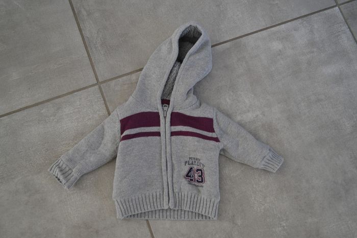 Gilet doublure polaire gris Alphabet  3 mois  (60cm)