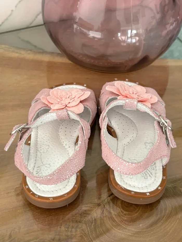 Chaussures sandales été rose fleurs Little Mary - photo numéro 3