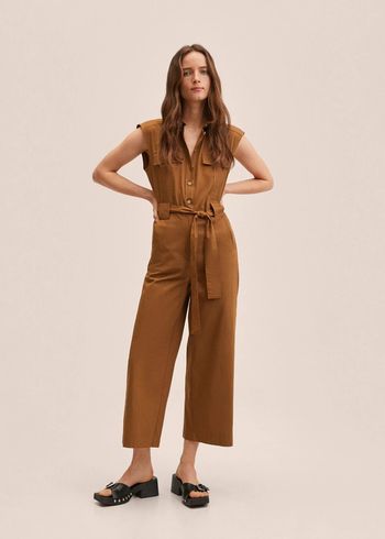 Combinaison marron coton S manches courtes neuve