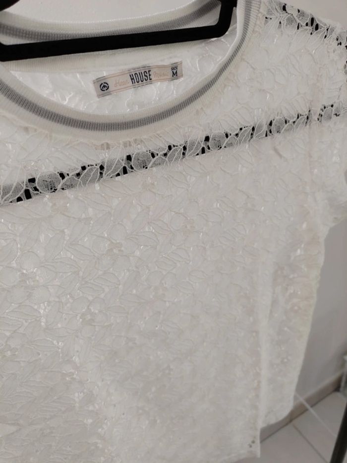 House t-shirt dentelle blanc M - photo numéro 2