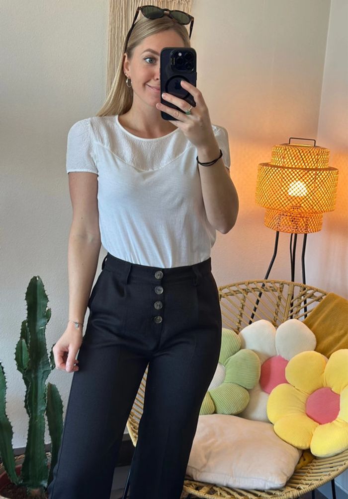 Pantalon élégant noir à jambes larges, neuf, taille S - Majolica - photo numéro 2