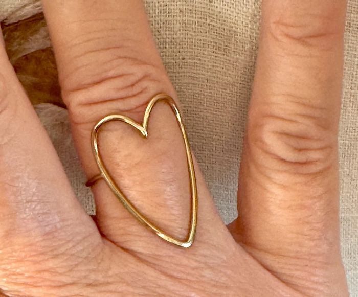 Bague cœur fils xl réglable acier inoxydable or - photo numéro 6