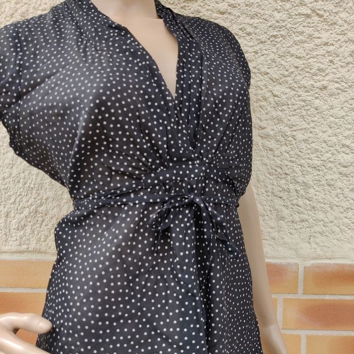Chemisier manches courtes bleu marine à pois H&M Mama  taille S - photo numéro 6