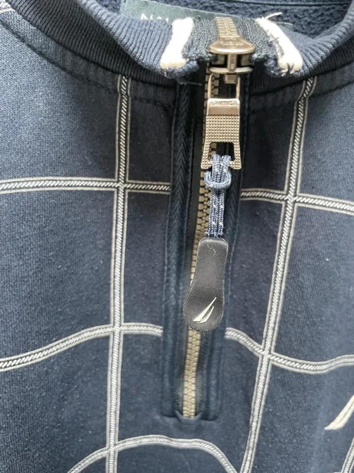 Quart-Zip Nautica navy blue checkered mens XL - photo numéro 2