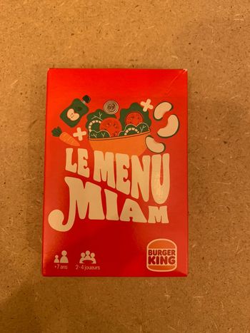 jouet jeu de cartes  Le menu miam Menu spécial  collection Burger King Menu King junior