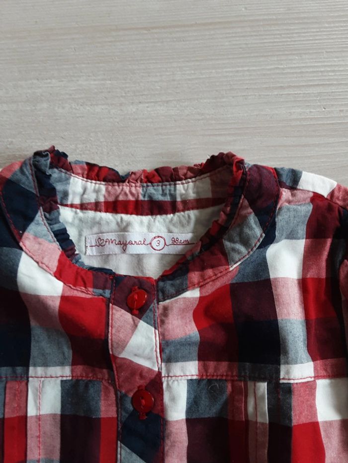 Robe écosse carré avec nœuds doublé coton T. 3 ans (98cm) - photo numéro 2