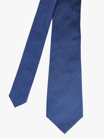 Cravate Pierre Cardin - Bleu Marine & Bleu Ciel - Micro-Motif Géométrique