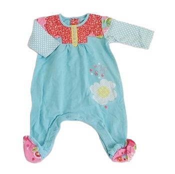 Pyjama coton coloré bleu fleurs bébé fille 1 MOIS CATIMINI