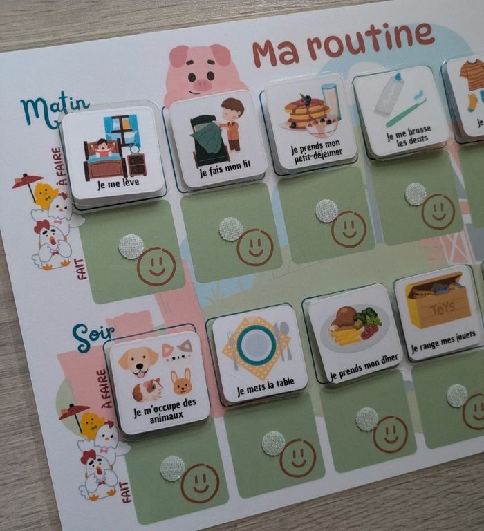 Tableau de routine enfant matin et soir tracteur, 30 vignettes - photo numéro 3