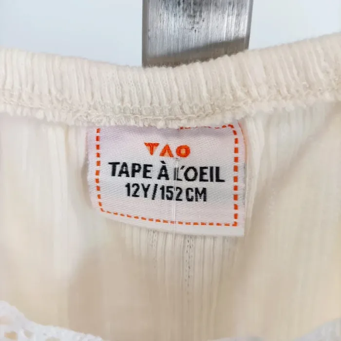 Débardeur coton bio pour enfant bretelles 12 ans crème parfait pour été TAO Tape à l'oeil A339 - photo numéro 4