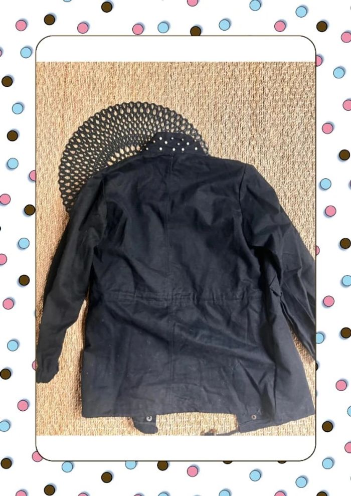 Veste noir avec broderie rose - photo numéro 3