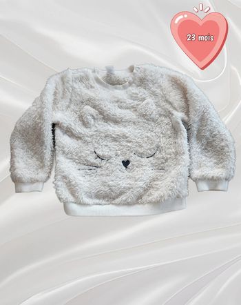 Pull blanc chat fille 23 mois