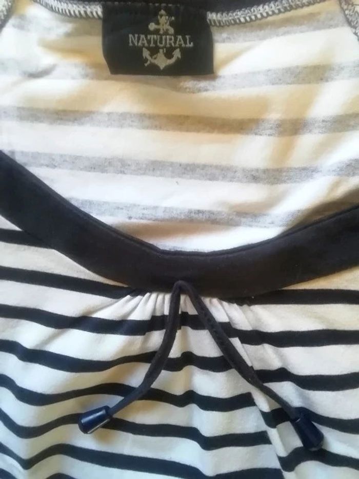 Top/T-Shirt  sans Manches Blanc Marine avec cordons - photo numéro 3