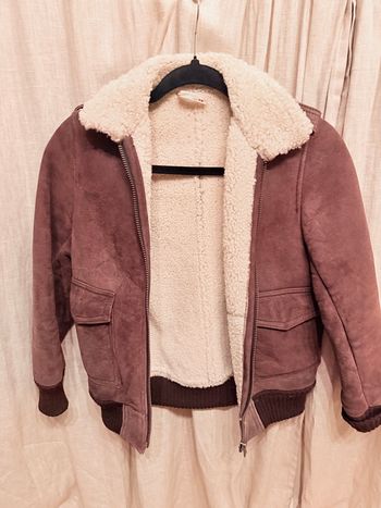 Manteau aviateur Bonpoint enfant – cuir – intérieur effet mouton – 10/12 ans 