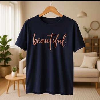 T-shirt bleu marine “Beautiful” Shein 2XL