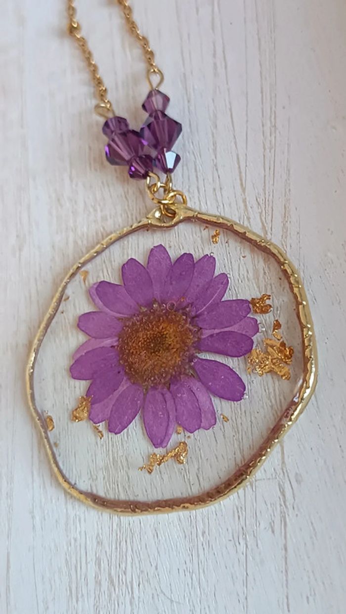 Joli sautoir acier inoxydable et résine - photo numéro 2