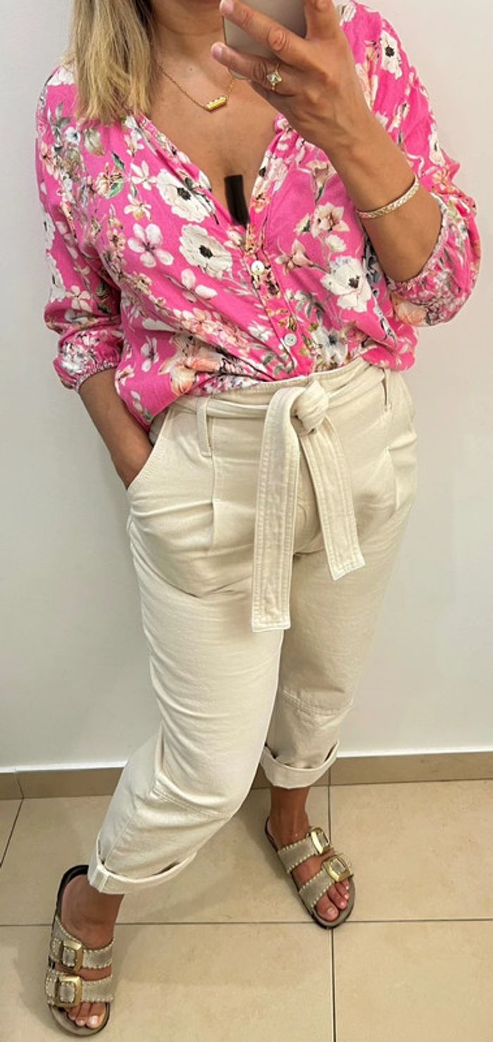 🌸 Blouse imprimée fleurs Made in Italy Taille Unique - photo numéro 2