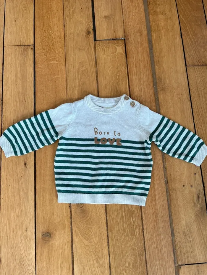 Pull marinière vert