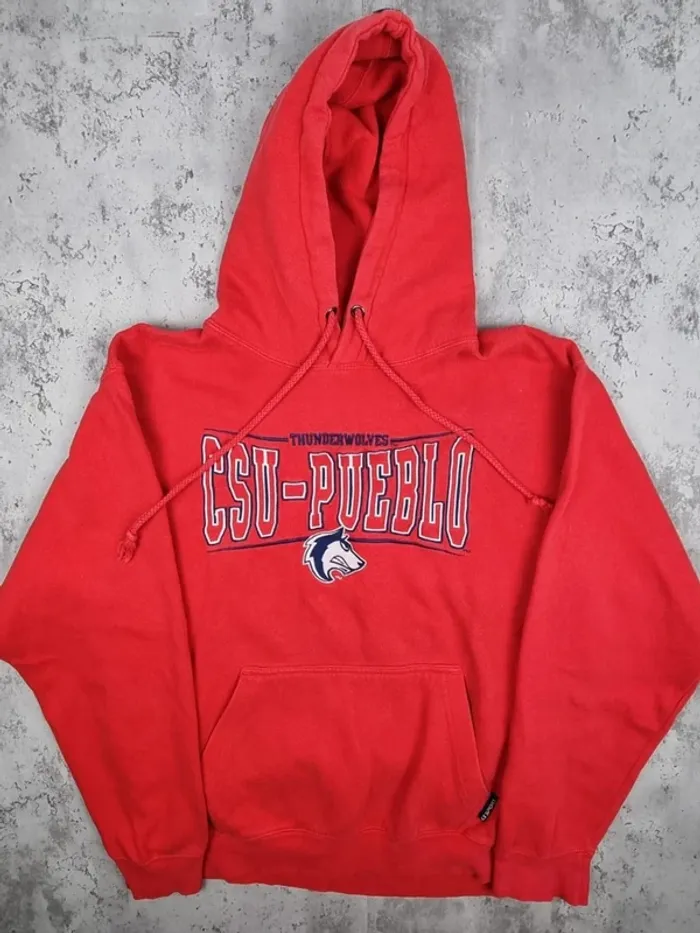 Pull à capuche universitaire CSU-Pueblo rouge – Taille L Homme (mesures en photos) - photo numéro 3