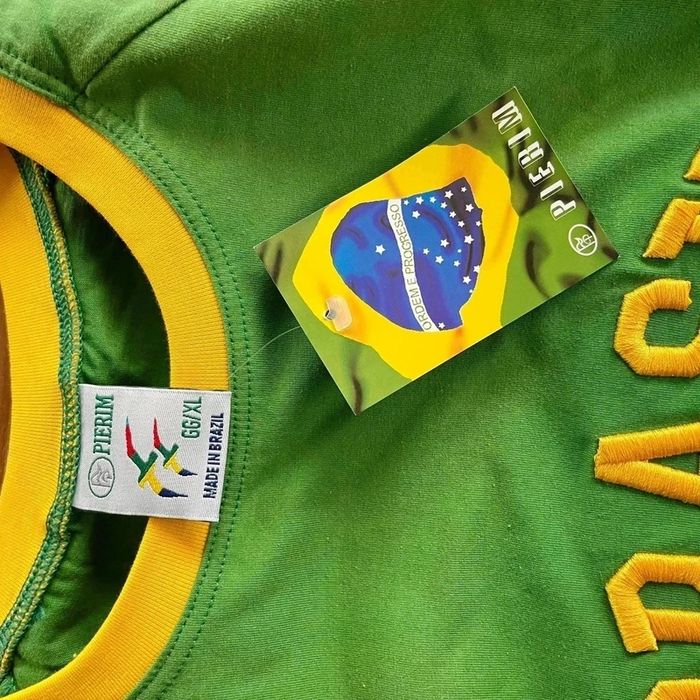 T-shirt vert vintage Brasil Pierim GG/XL 100% coton Made in Brazil coupe unisexe supporter Brésil - photo numéro 10