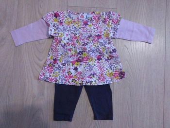 Ensemble tunique motifs fleurs legging 6 mois