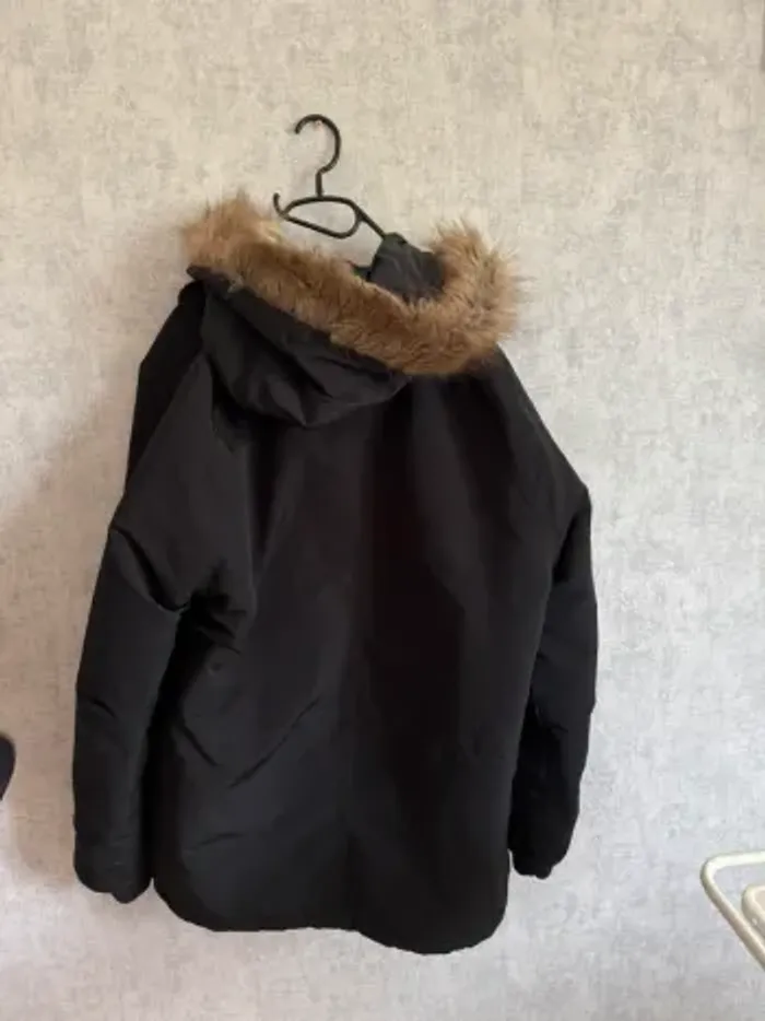 manteau noir avec capuche à fourrure à pression Oxbow Taille XL - photo numéro 5