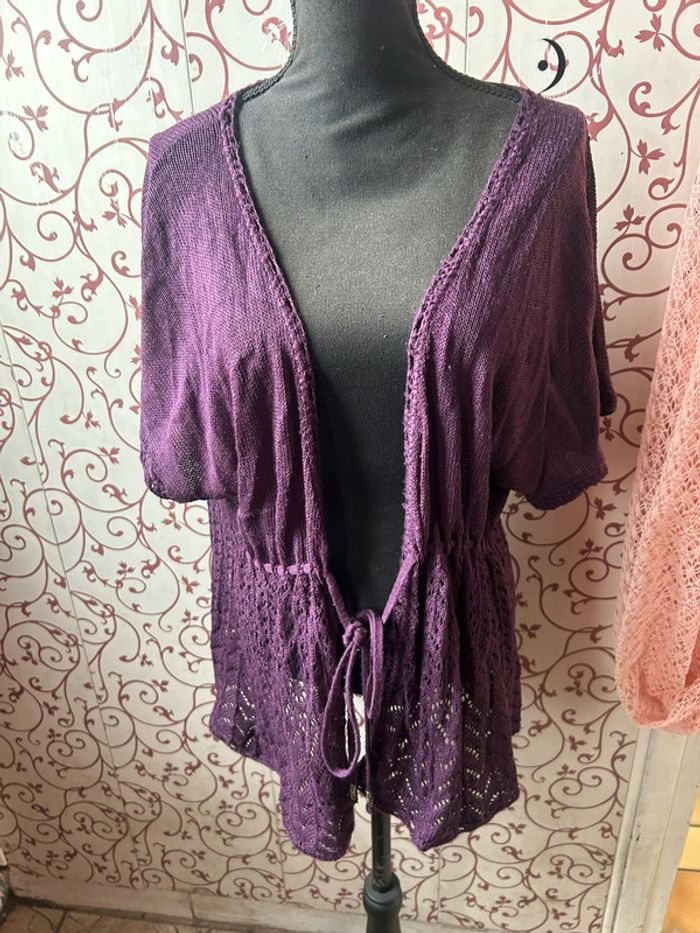 Gilet vintage en dentelle violet – Kiabi – Taille 42