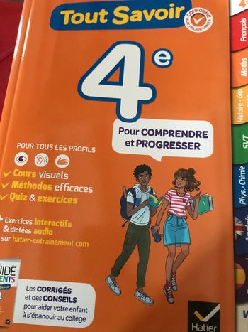 # livre #scolaire #Tout savoir #4e collection #hatier
