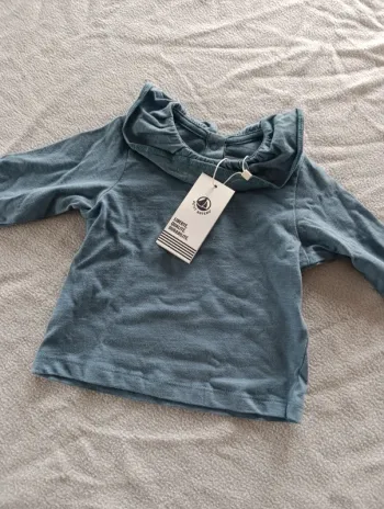 Blouse fille bleue petit bateau 6 mois neuve